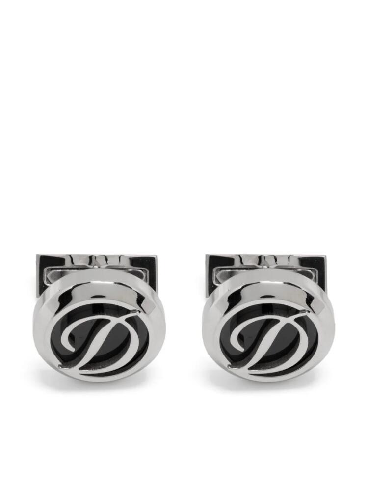 S.T. Dupont logo-engraved lacquered cufflinks - Silver Cover