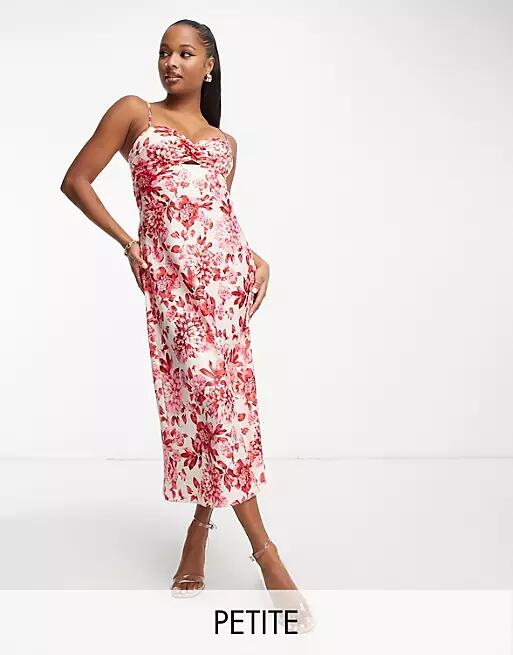 Ever New Petite strappy maxi dress in red floral Cover