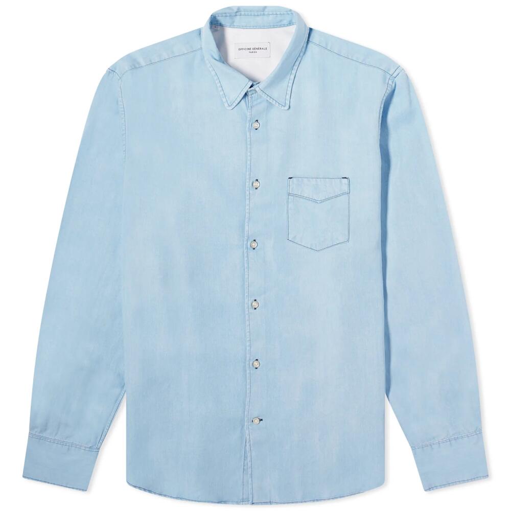 Officine Generale Men's Officine Générale Benoit Denim Shirt in Light Indigo Cover