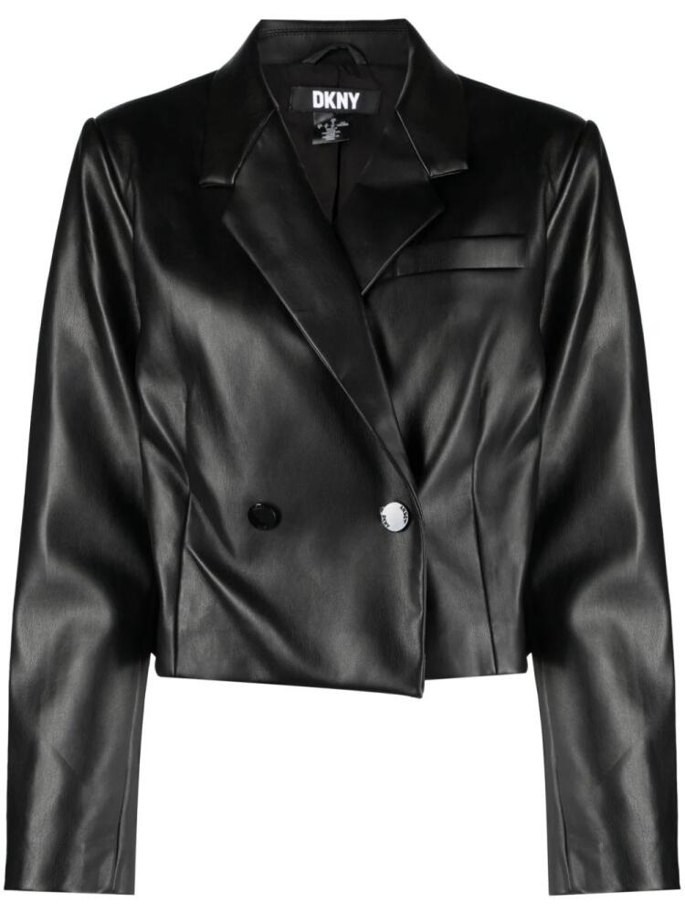 DKNY double-breasted faux-leather blazer - Black Cover