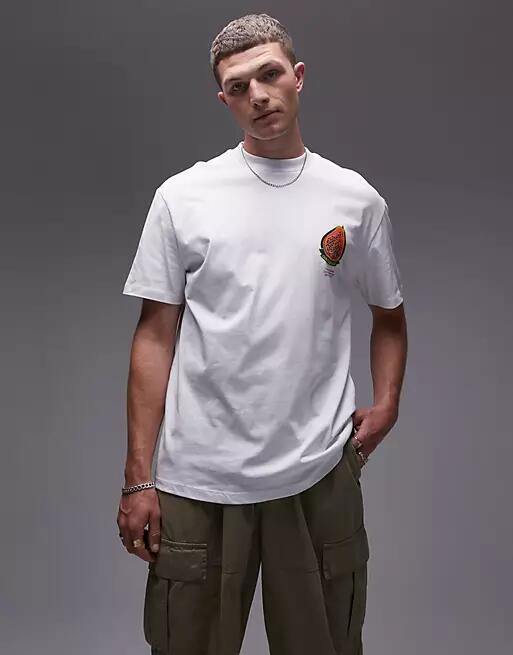 Topman oversized t-shirt with badges in white Cover