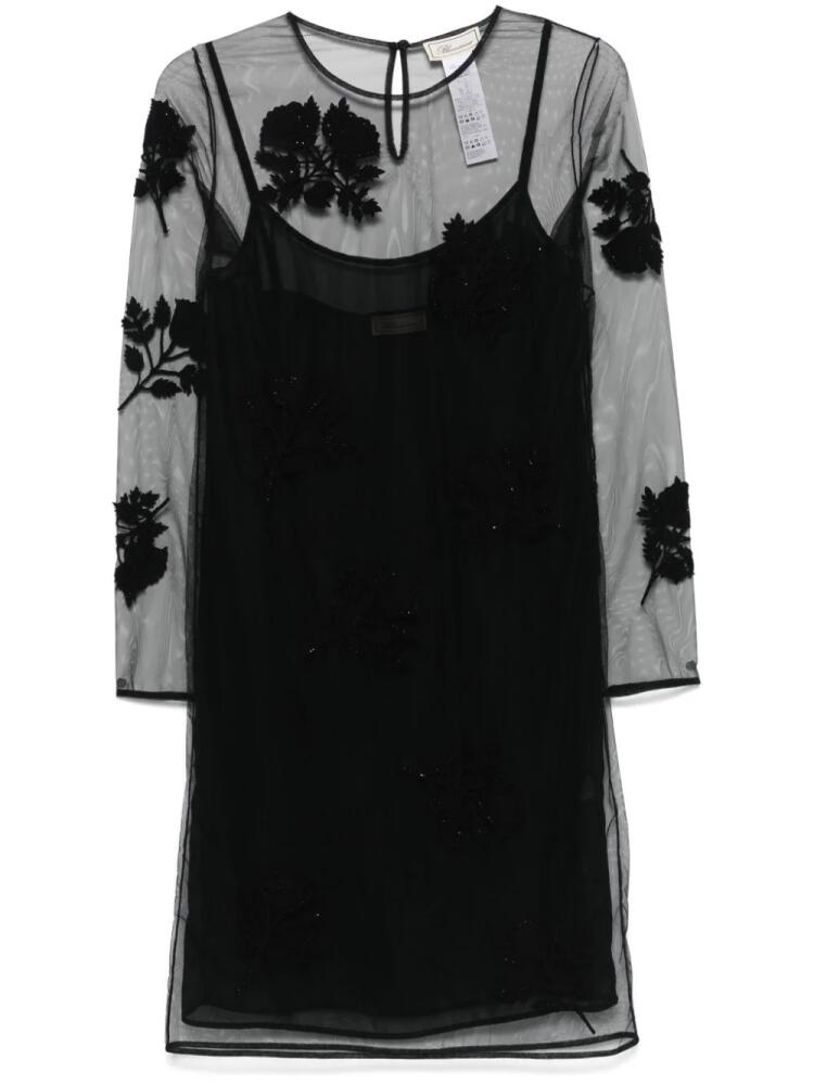 Blumarine floral-patch midi dress - Black Cover