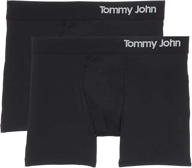 Tommy John Cool Cotton 4 Boxer Brief 2 Pack (Black Double) Men's Underwear Cover