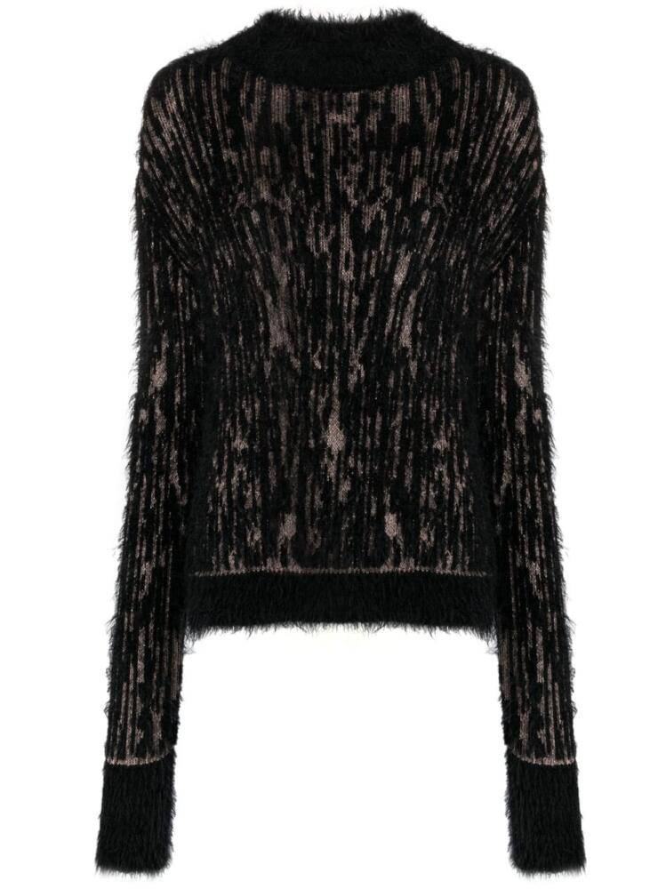 John Richmond abstract-pattern fuzzy-knit jumper - Black Cover