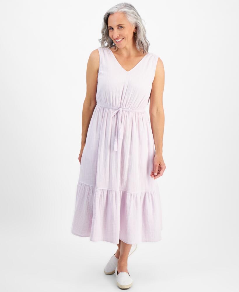 Style & Co Petite Cotton Sleeveless Midi Dress, Created for Macy's - Lavender Fog Cover