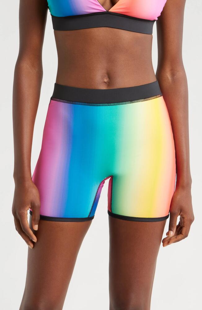 TomboyX 4.5-Inch Reversible Swim Shorts in Melting Rainbow Cover