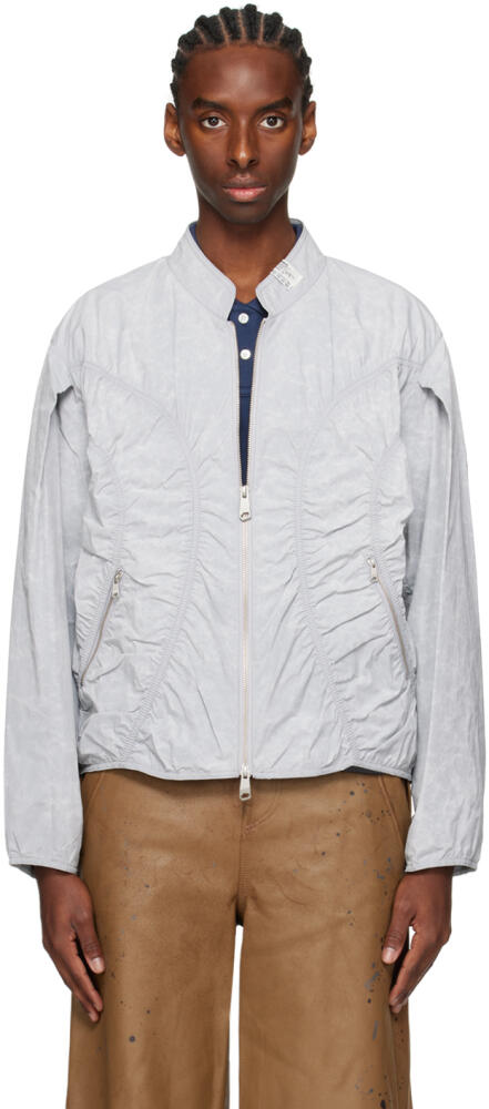 ADER error Gray Ruched Bomber Jacket Cover