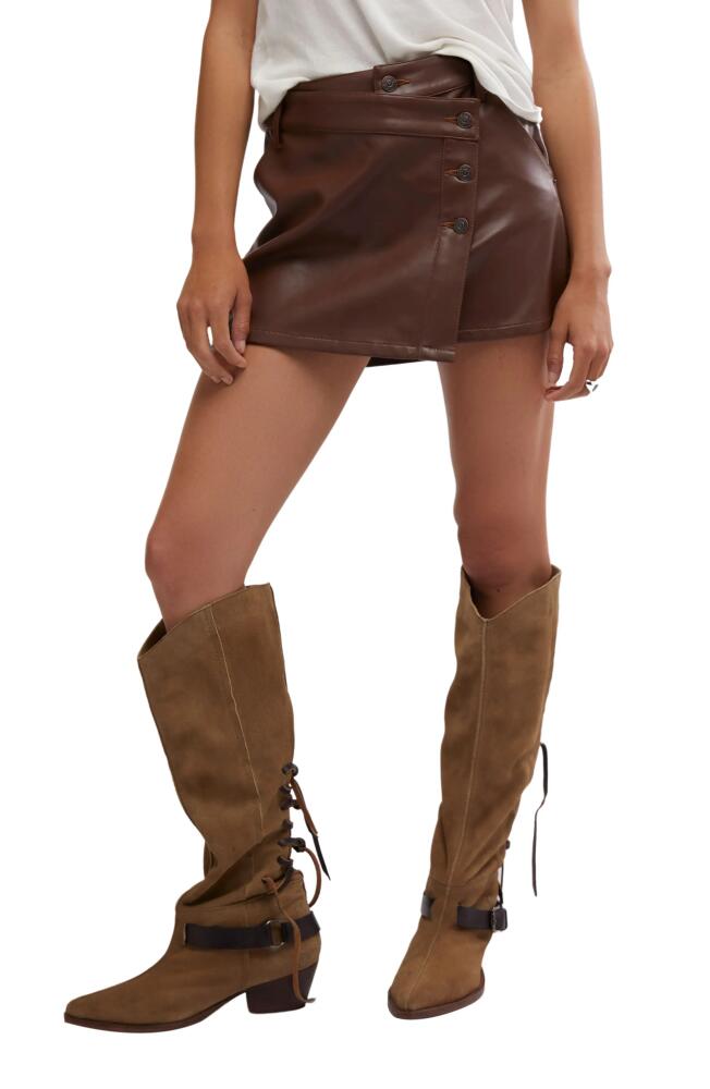 Free People Wynne Faux Leather Asymmetric Miniskirt in Chocolate Fondant Cover