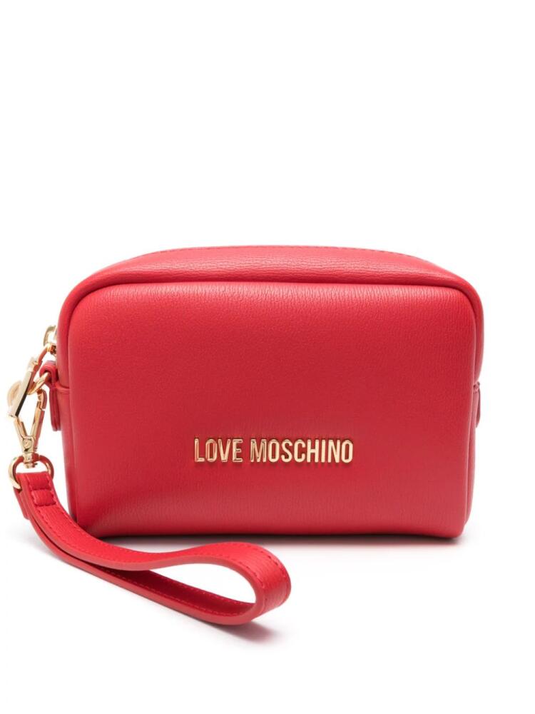 Love Moschino logo-plaque makeup bag - Red Cover