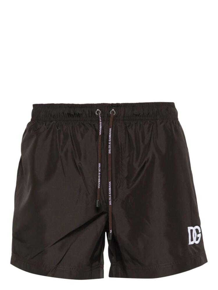 Dolce & Gabbana logo-appliqué swim shorts - Brown Cover