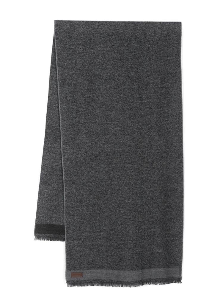 Canali logo-tag scarf - Grey Cover