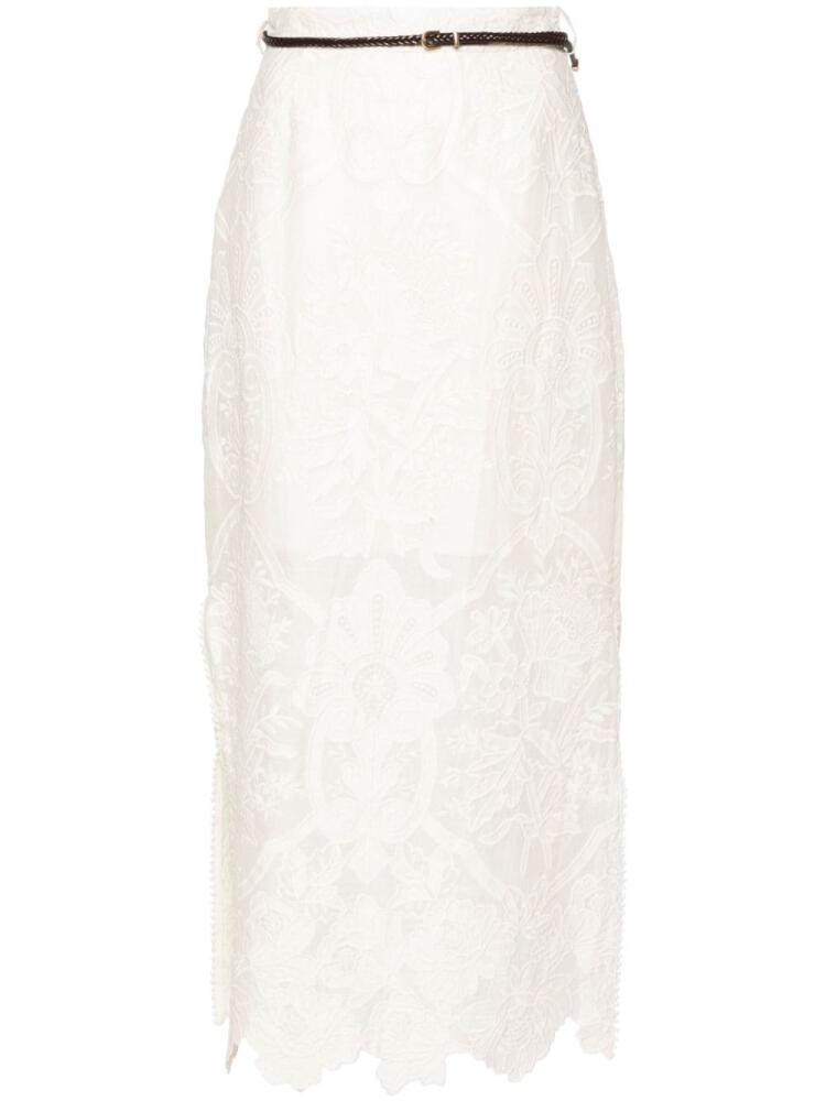 ZIMMERMANN Ottie embroidered midi skirt - Neutrals Cover