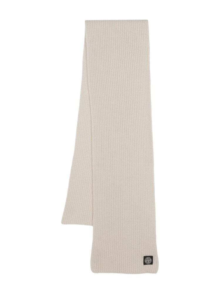 Stone Island Compass-patch virgin wool scarf - Neutrals Cover