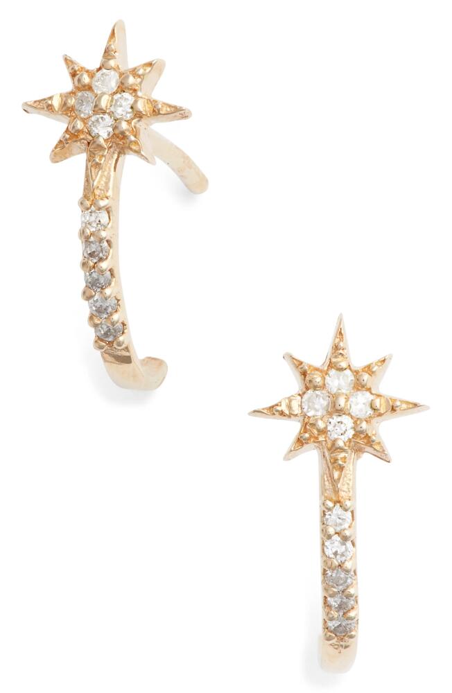 Anzie Diamond Star Half Hoop Huggie Earrings in Gold Cover