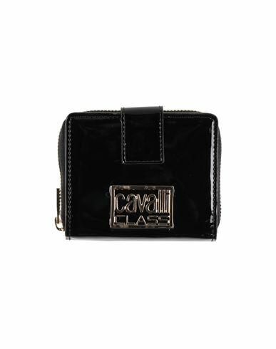 Cavalli Class Woman Wallet Black Calfskin, Polyurethane Cover