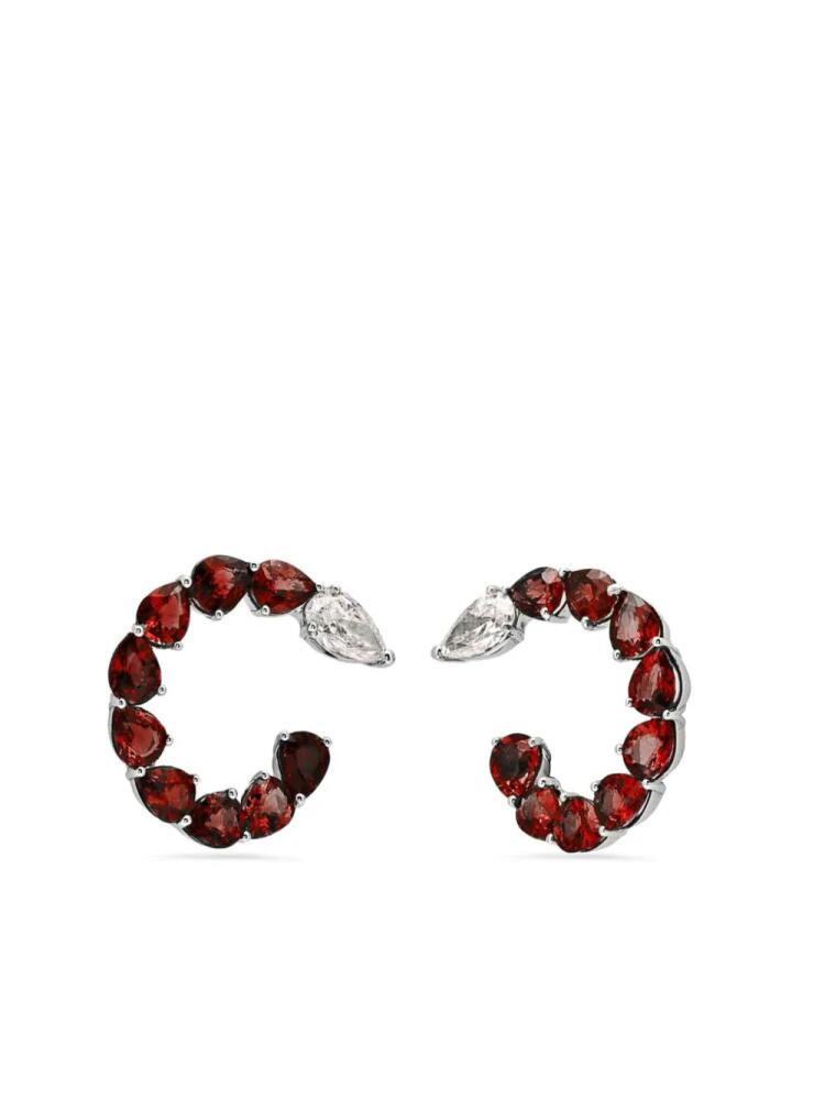 Jewels Aficionado 18kt white gold ruby and diamond hoop earrings - Silver Cover