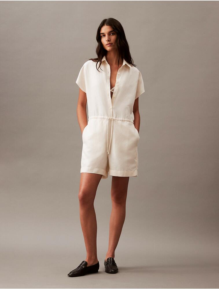 Calvin Klein Women's Linen Blend Romper - White Cover