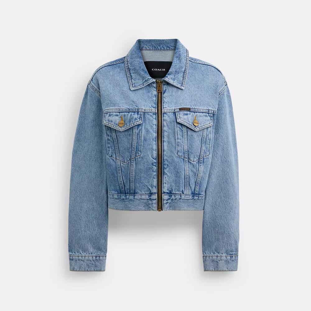 Coach Denim Crop Jacket In Organic Cotton Cover