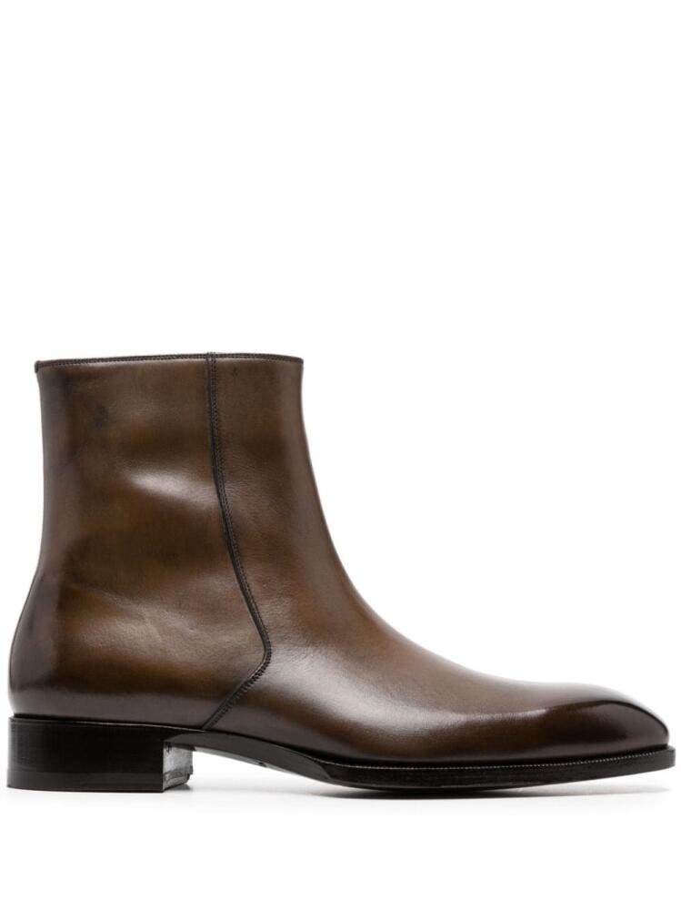 TOM FORD polished leather ankle boots - Brown Cover