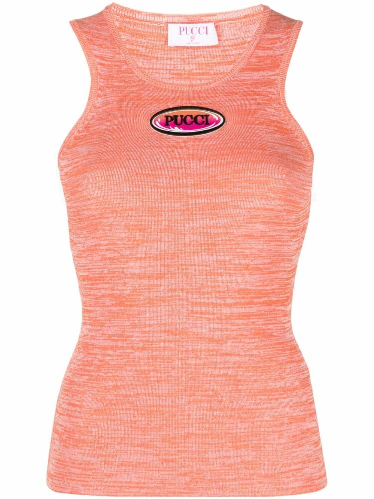 PUCCI logo-appliqué knit tank top - Orange Cover