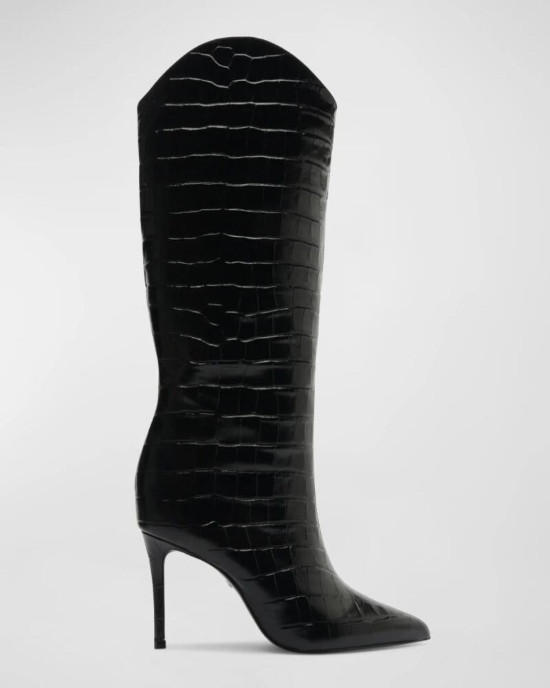 Schutz Maryana Croco Stiletto Tall Wide Boots Cover