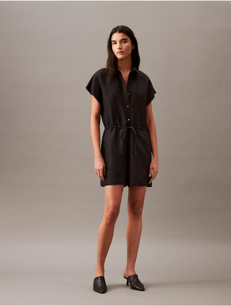 Calvin Klein Women's Linen Blend Romper - Black Cover