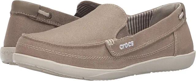 Crocs Walu Canvas Loafer (Khakki/Stucco) Women's Slip on Shoes Cover