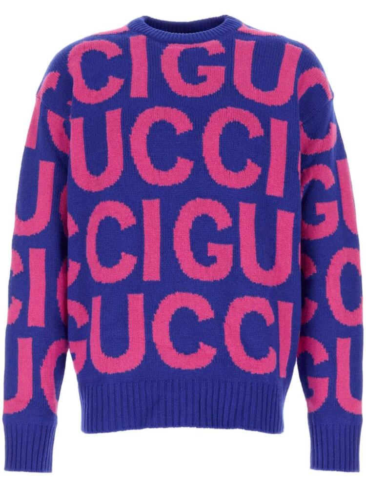 Gucci logo-intarsia wool jumper - Blue Cover