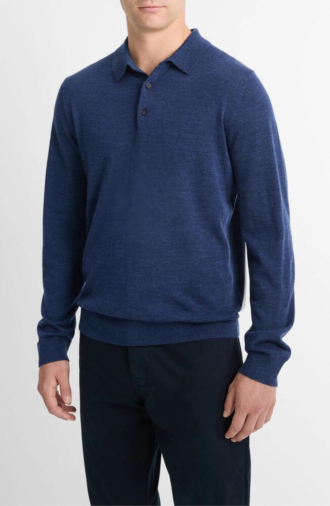 Vince Long Sleeve Merino Wool Polo in H Dk Regal Blue Cover