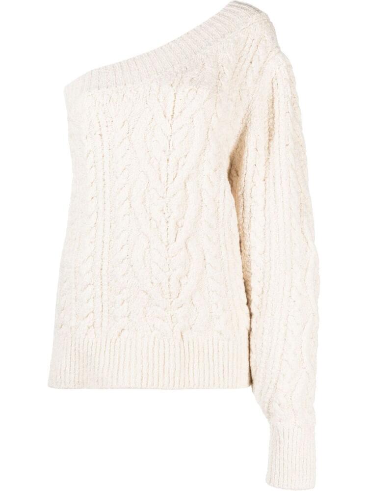 ISABEL MARANT one-shoulder cable-knit jumper - Neutrals Cover