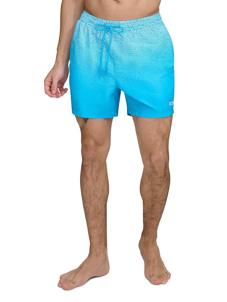 DKNY Men's Textured Ombre Drawstring Swim Shorts - Light Blue Cover