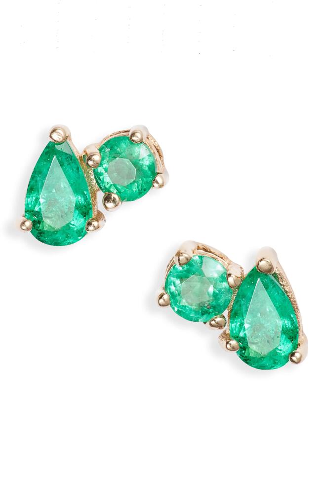 Anzie x Mel Soldera Jumelle Emerald Stud Earrings in Green Cover