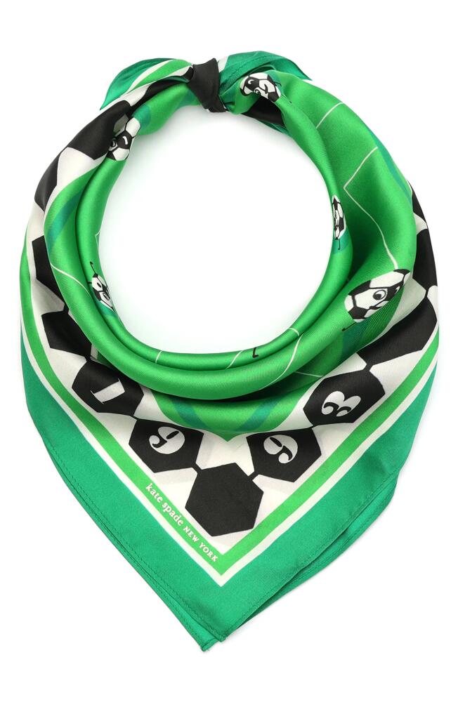 Kate Spade New York soccer silk square scarf in Fern Moss Cover