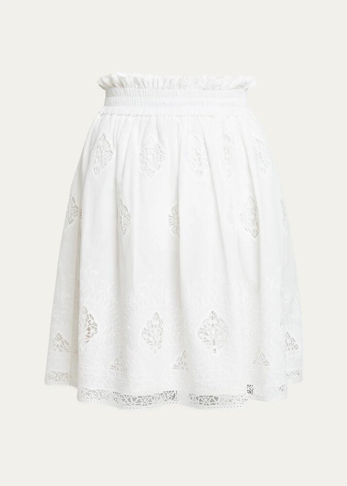 Erdem Lace-Embroidered Gathered-Waist Skirt Cover