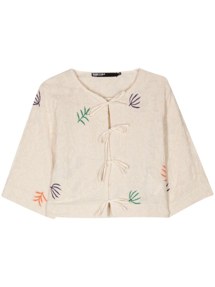 Bimba y Lola patterned-jacquard cotton blouse - Neutrals Cover