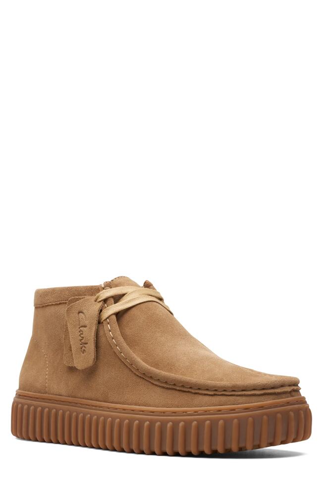 Clarks(r) Torhill Hi Chukka Boot in Dark Sand Suede Cover