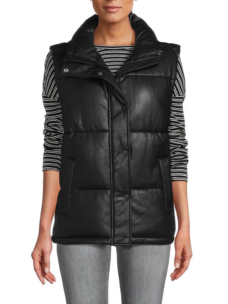 Marc New York Performance Women's Faux Leather Puffer Vest - Black Cover