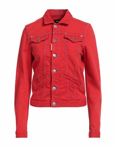 Dsquared2 Woman Denim outerwear Red Cotton Cover