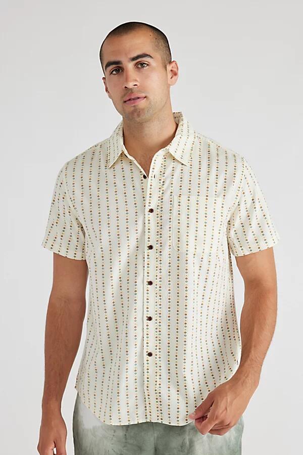 Katin Resonate Patterned Short Sleeve Button-Down Shirt Top in Vintage White Cover