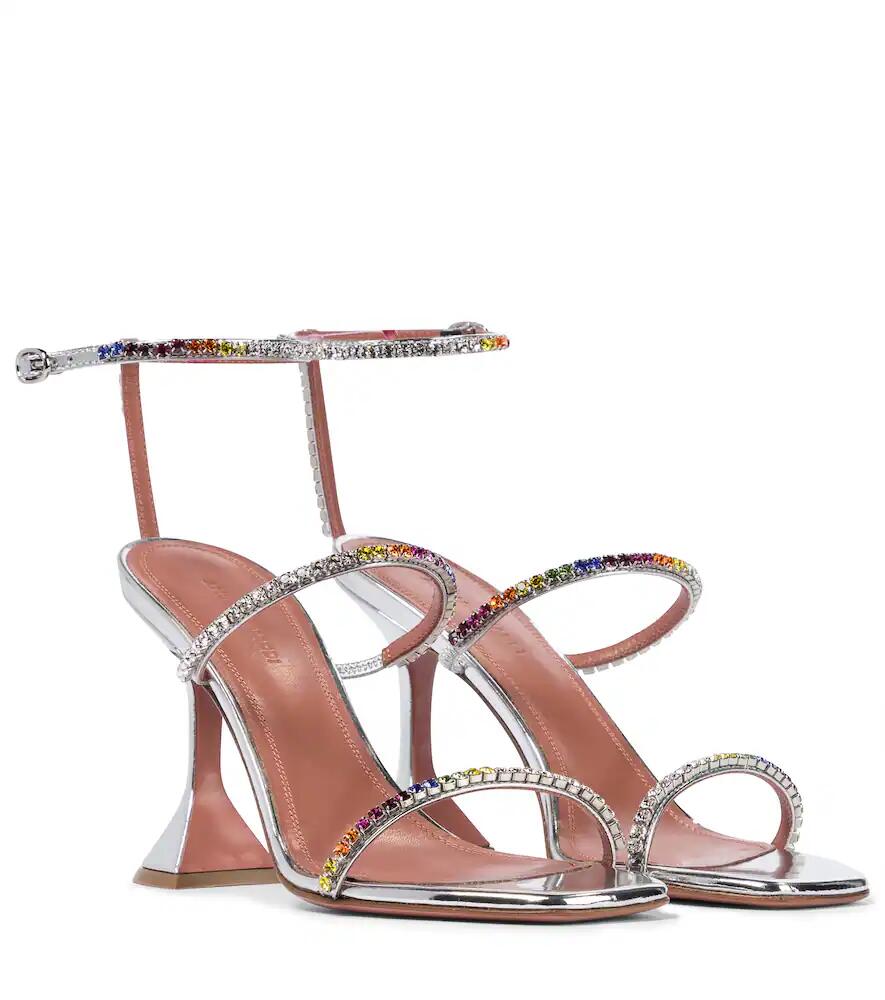 Amina Muaddi Gilda embellished leather sandals Cover