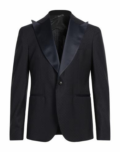 Brian Dales Man Blazer Midnight blue Cotton, Silk Cover