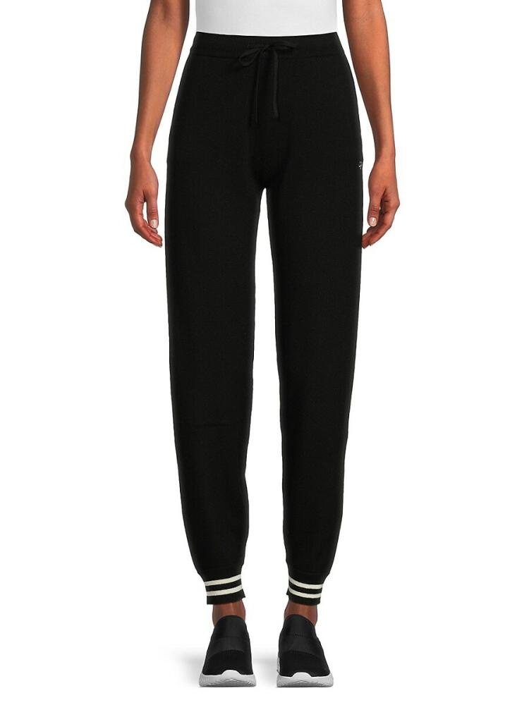 Chinti and Parker Women's Contrast Cuff Wool & Cashmere Joggers - Black Cream Cover