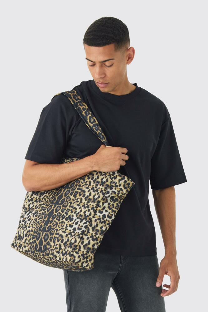 boohoo Mens Oversized Tote Bag In Leopard Print - Yellow Cover