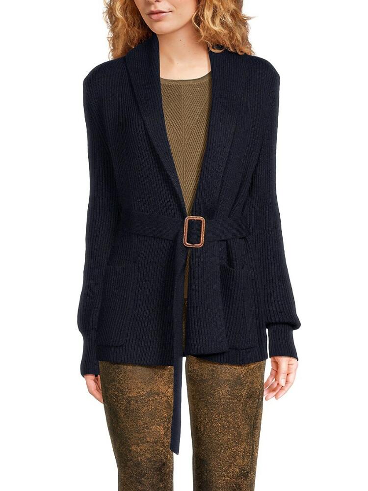 Bruno Magli Women's Cashmere Belted Cardigan - Navy Cover