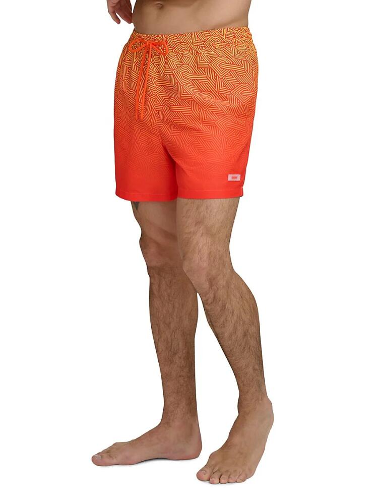 DKNY Men's Textured Ombre Drawstring Swim Shorts - Orange Cover