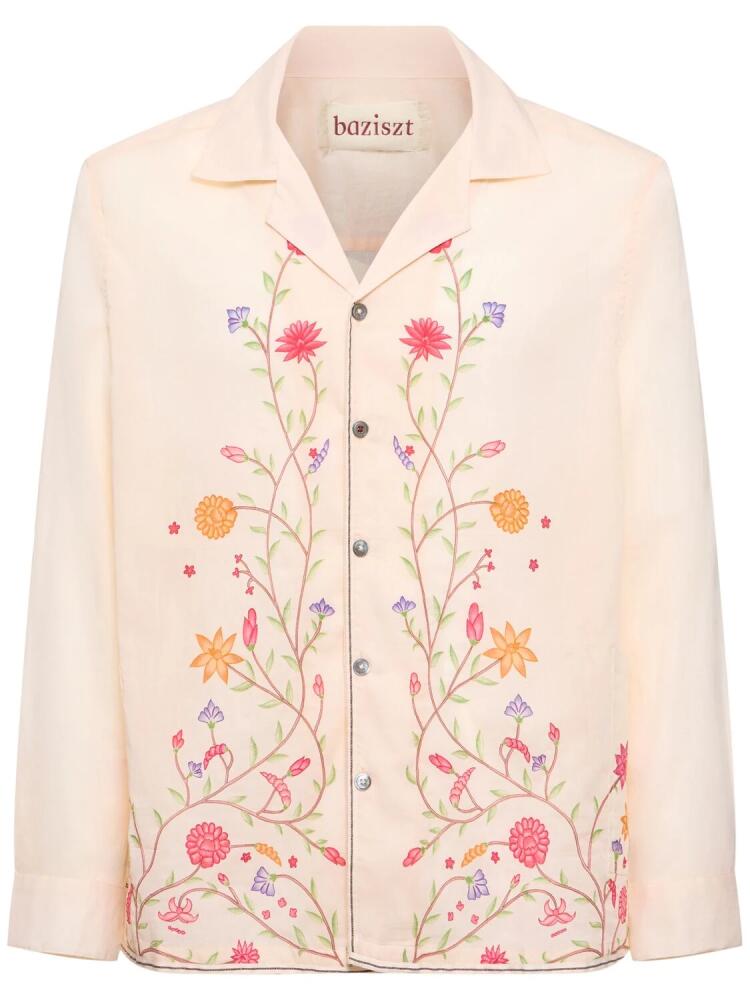 BAZISZT Flower Embroidered Cotton Shirt Cover