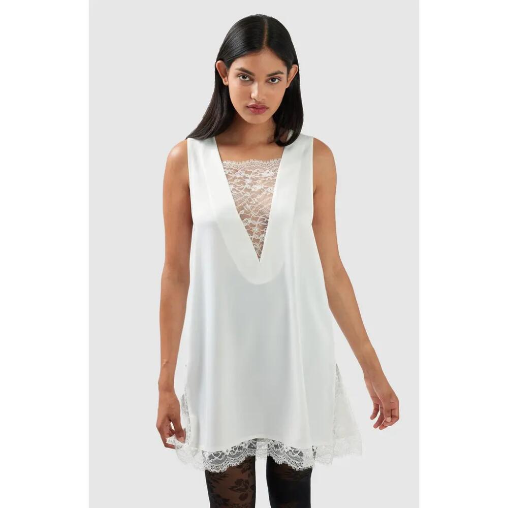 Belle & Bloom After Party Lace Mini Dress in White Cover