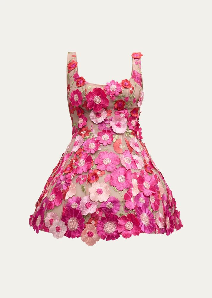 Bronx and Banco Jasmine Floral Applique Fit-&-Flare Mini Dress Cover