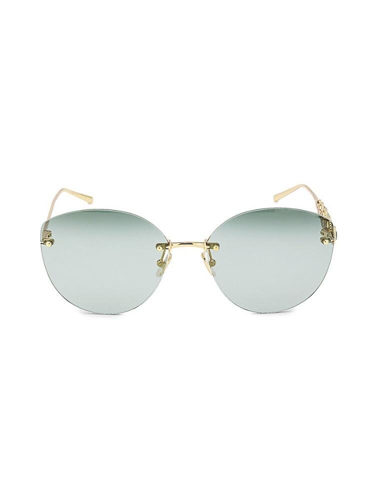 Boucheron Women's 63MM Cat Eye Sunglasses - Green Gold Cover