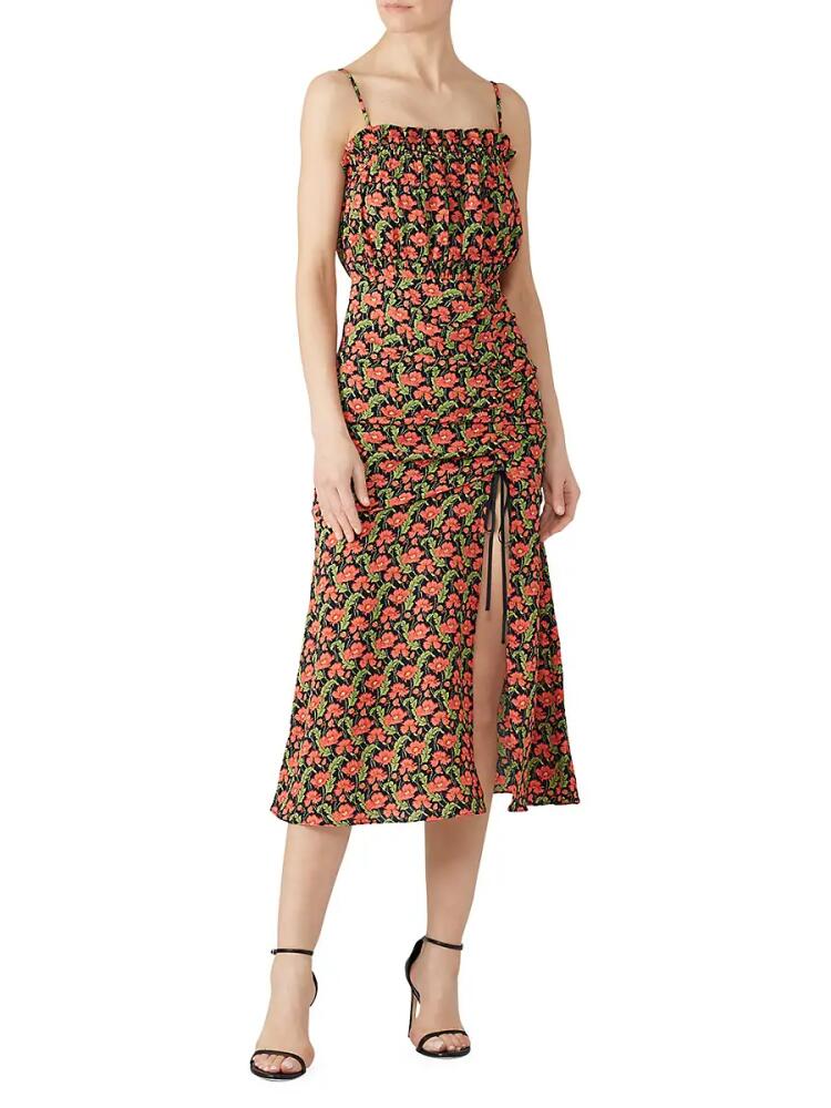 Elliatt Women's Floral Ruched Midi A Line Dress - Black Cover